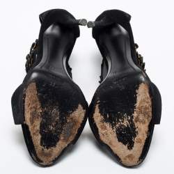 Pre Owned صندل جوسيبي زانوتي كولين سويدي أسود مزخرف ترتر مقاس 38