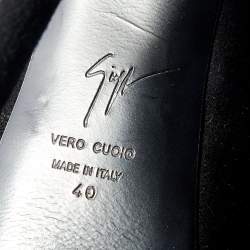 مملوكة مسبقًا Giuseppe Zanott Black Suede And Leather Peep Toe Platform Ankle Booties Size 40