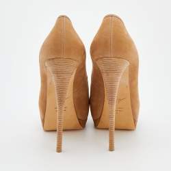 Giuseppe Zanotti Beige Nubuck Leather Peep Toe Platform Pumps Size 40