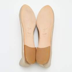 Pre Owned Giuseppe Zanotti Gold Leather Embellished  Flats Size 41