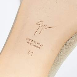 Pre Owned Giuseppe Zanotti Gold Leather Embellished  Flats Size 41