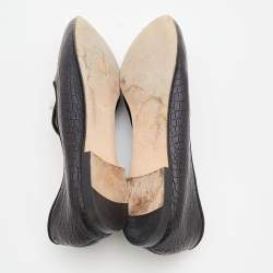 Pre Owned Giuseppe Zanotti Black Croc Embossed Leather Smoking Slippers Size 41.5