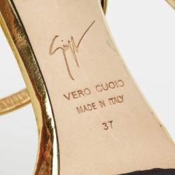 Pre Owned صندل جوسيبي زانوتي هارموني جلد ذهبي بحزام للكاحل مقاس 37