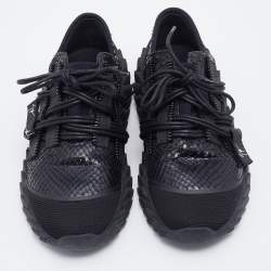 Pre Owned Giuseppe Zanotti Black Python Effect Leather And Technical Fabric Urchin Sneakers Size 39.5