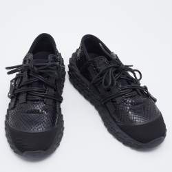 Pre Owned Giuseppe Zanotti Black Python Effect Leather And Technical Fabric Urchin Sneakers Size 39.5