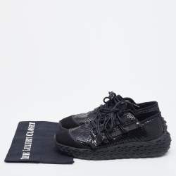 Pre Owned Giuseppe Zanotti Black Python Effect Leather And Technical Fabric Urchin Sneakers Size 39.5