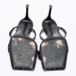 Pre Owned Giuseppe Zanotti Black Leather Square Toe Slide Sandals Size 37