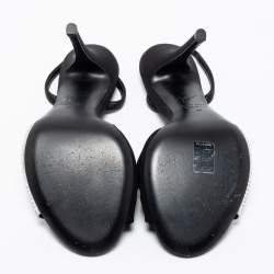 مملوكة مسبقًا Giuseppe Zanotti Black/White Leather And Suede Crystal Embellished Allen Slingback Sandals Size 37