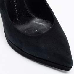 Pre Owned Giuseppe Zanotti Black Suede Ankle-Strap Platform Pumps Size 39.5