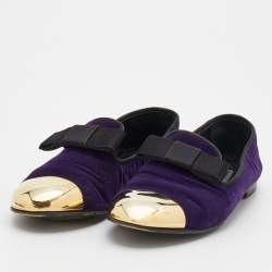 Giuseppe Zanotti Purple Velvet Cap Toe Smoking Slippers Size 39