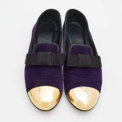 Giuseppe Zanotti Purple Velvet Cap Toe Smoking Slippers Size 39