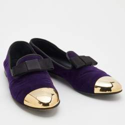 Giuseppe Zanotti Purple Velvet Cap Toe Smoking Slippers Size 39
