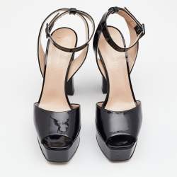 Pre Owned Giuseppe Zanotti Black Patent Leather Betty Platform Ankle Strap Sandals Size 41