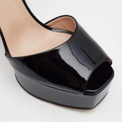 Pre Owned Giuseppe Zanotti Black Patent Leather Betty Platform Ankle Strap Sandals Size 41