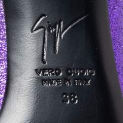 Pre Owned Giuseppe Zanotti Purple Glitter Olinda V Throat Pumps Size 38