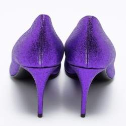 Pre Owned Giuseppe Zanotti Purple Glitter Olinda V Throat Pumps Size 38