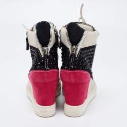 Giuseppe Zanotti Multicolor Crystal Embellished Suede Wedge Sneakers Size 36