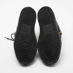 Pre Owned Giuseppe Zanotti Black/Navy Blue Velvet and Leather Coby High Top Sneakers Size 40