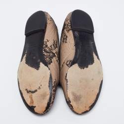 Giuseppe Zanotti Beige/Black Mesh and Leather Embellished Ballet Flats Size 37