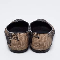 Giuseppe Zanotti Beige/Black Mesh and Leather Embellished Ballet Flats Size 37