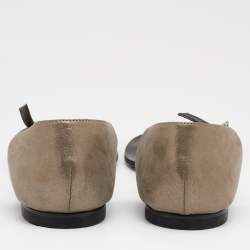 مملوكة مسبقًا صندل إصبع جوسيبي زانوتي جلد رصاصي ميتاليك مزخرف كريستال مقاس 40