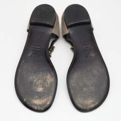 مملوكة مسبقًا صندل إصبع جوسيبي زانوتي جلد رصاصي ميتاليك مزخرف كريستال مقاس 40