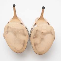 Pre Owned صندل سلايد جوسيبي زانوتي ساتان بيج مزخرف كريستال مقاس 38