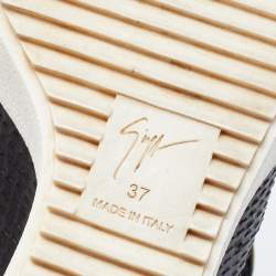 Pre Owned حذاء رياضي جوسيبي زانوتي لورينز جلد نقش ثعبان بني داكن/ أسود نعل روكي مقاس 37