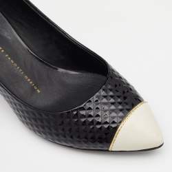 Pre Owned Giuseppe Zanotti Black/White Patent Leather and Leather Cap Toe Pumps Size 39