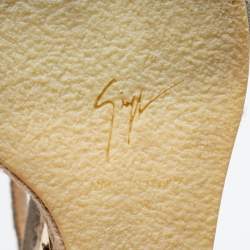 Pre Owned Giuseppe Zanotti Olive Green Suede Espadrilles Wedge Ankle Strap Sandals Size 38