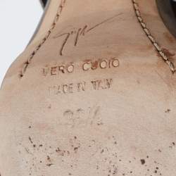 مملوكة مسبقًا صندل جوسيبي زانوتي ارغينت جلد أخضر زيتوني سيور مزينة جناح معدن مقاس 38.5