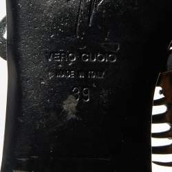 Pre Owned صندل جوسيبي زانوتي فلات سويدي بسيور مزين بعظام السمك أسود مقاس 39