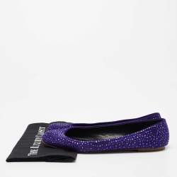 Pre Owned Giuseppe Zanotti Indigo Suede Crystal Studded Ballet Flats Size 41