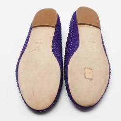 Pre Owned Giuseppe Zanotti Indigo Suede Crystal Studded Ballet Flats Size 41