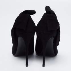 Pre Owned حذاء كعب عالي جوسيبي زانوتي سويدي أسود بفيونكة مزينة مقاس 38.5