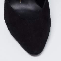 Pre Owned حذاء كعب عالي جوسيبي زانوتي سويدي أسود بفيونكة مزينة مقاس 38.5