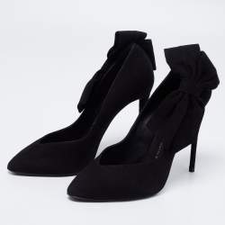 Pre Owned حذاء كعب عالي جوسيبي زانوتي سويدي أسود بفيونكة مزينة مقاس 38.5