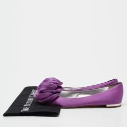 Giuseppe Zanotti Purple Satin Flower Applique Ballet Flats Size 37.5