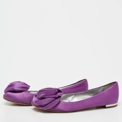 Giuseppe Zanotti Purple Satin Flower Applique Ballet Flats Size 37.5
