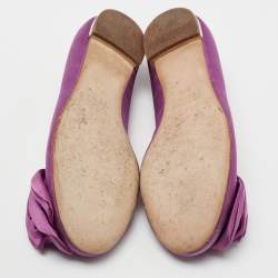 Giuseppe Zanotti Purple Satin Flower Applique Ballet Flats Size 37.5