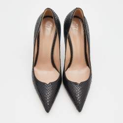 مملوكة مسبقًا حذاء كعب عالي جوسيبي زانوتي جلد نقشة الثعبان أسود مقدمة مدببة مقاس 39