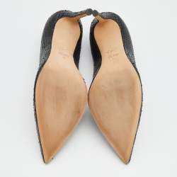 مملوكة مسبقًا حذاء كعب عالي جوسيبي زانوتي جلد نقشة الثعبان أسود مقدمة مدببة مقاس 39