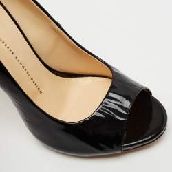 Pre Owned Giuseppe Zanotti Black Patent Leather Open-Toe Pumps Size 40