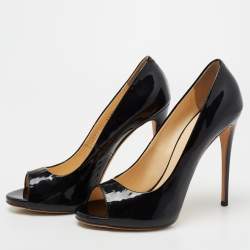 Pre Owned Giuseppe Zanotti Black Patent Leather Open-Toe Pumps Size 40