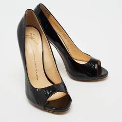 Pre Owned Giuseppe Zanotti Black Patent Leather Open-Toe Pumps Size 40
