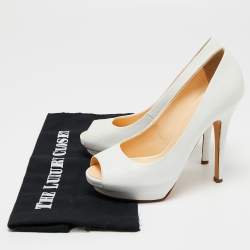 Pre Owned Giuseppe Zanotti White Leather Peep Toe Pumps Size 37.5