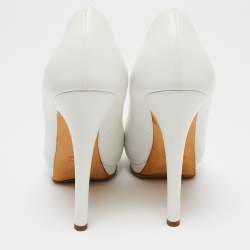 Pre Owned Giuseppe Zanotti White Leather Peep Toe Pumps Size 37.5