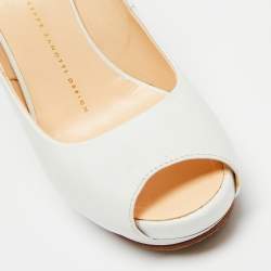 Pre Owned Giuseppe Zanotti White Leather Peep Toe Pumps Size 37.5