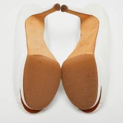 Pre Owned Giuseppe Zanotti White Leather Peep Toe Pumps Size 37.5