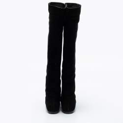 مملوكة مسبقًا Giuseppe Zanotti Black Suede Knee Length Boots Size 37